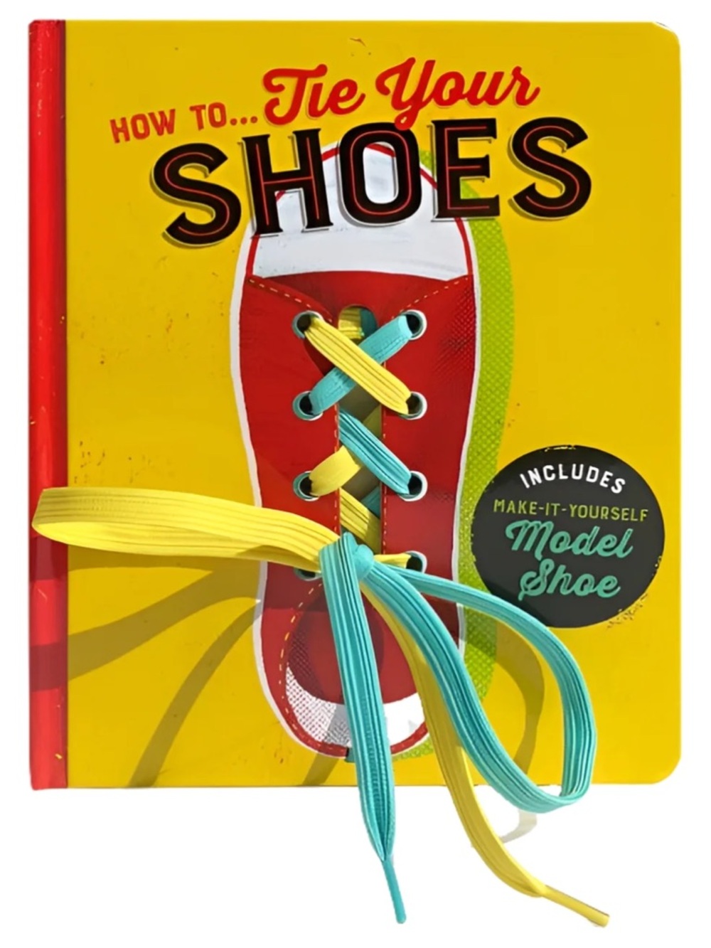 How to Tie Your Shoes Kids Learning Book with Yellow and Teal Laces